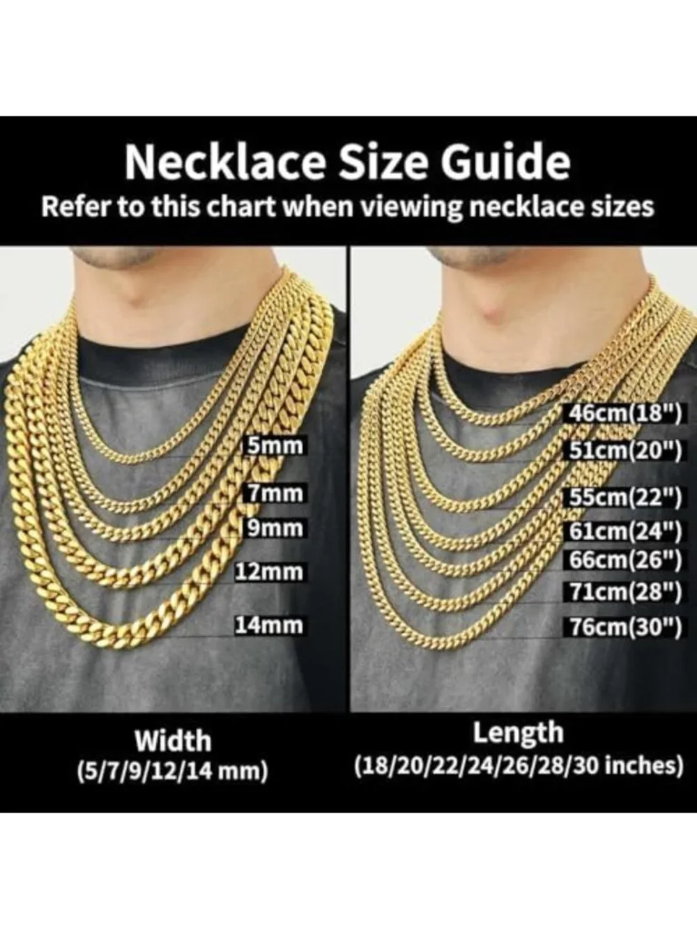 Stylish Cuban Link Chain Necklace for Men - Stainless Steel, Waterproof